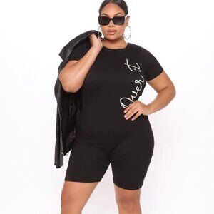 Fashion Nova "Over It" Biker Short Romper